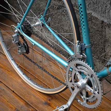 Vélo de course vintage Peugeot Bleu fourche chrome - Taille XL