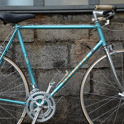 Vélo de course vintage Peugeot Bleu fourche chrome - Taille XL