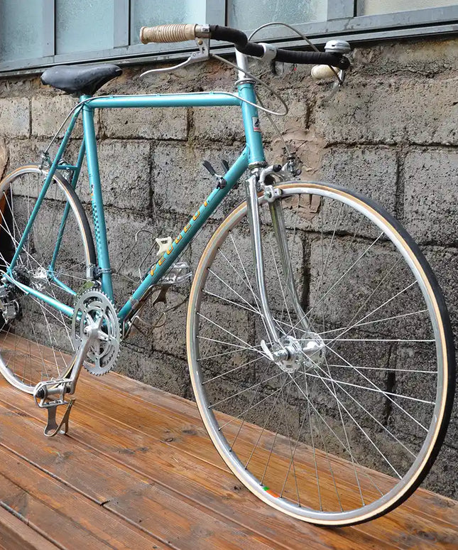 Vélo de course vintage Peugeot Bleu fourche chrome - Taille XL