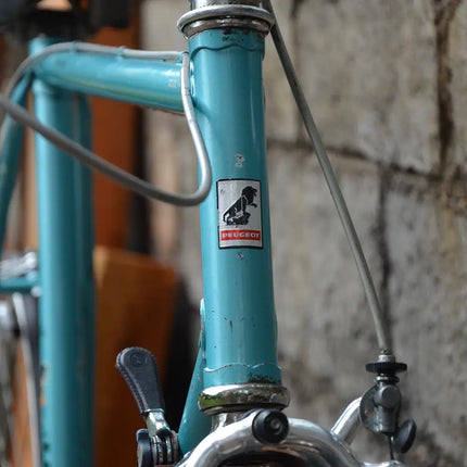 Vélo de course vintage Peugeot Bleu fourche chrome - Taille XL
