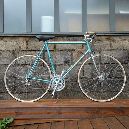 Vélo de course vintage Peugeot Bleu fourche chrome - Taille XL