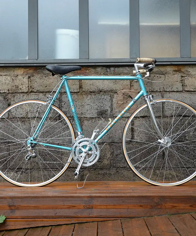 Vélo de course vintage Peugeot Bleu fourche chrome - Taille XL